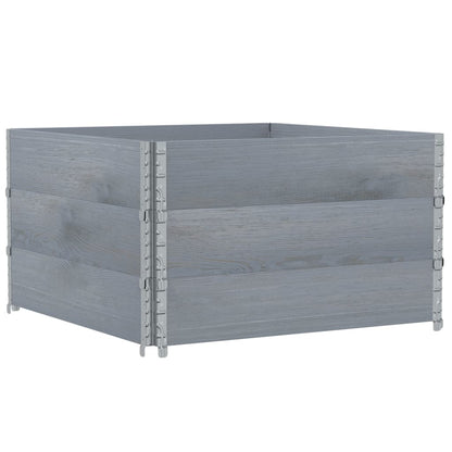 Paretali per Pallet 3pz Grigi 100x100cm Legno Massello di Pino