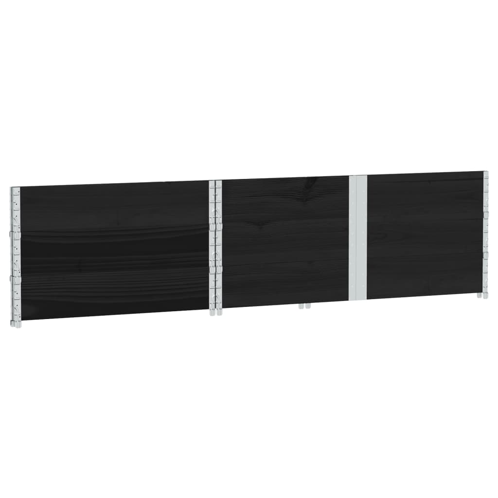 Paretali per Pallet 3 pz Neri 150x100cm Legno Massello di Pino