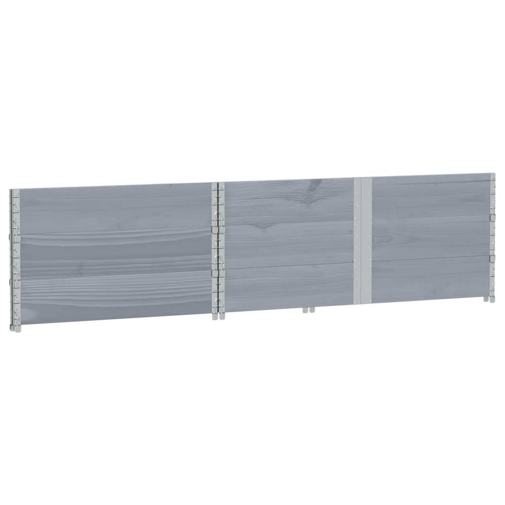 Paretali per Pallet 3pz Grigi 150x100cm Legno Massello di Pino