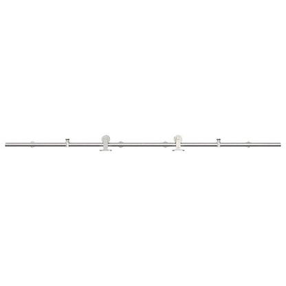 Kit Binari Porta Scorrevole 200 cm Acciaio Inossidabile Argento