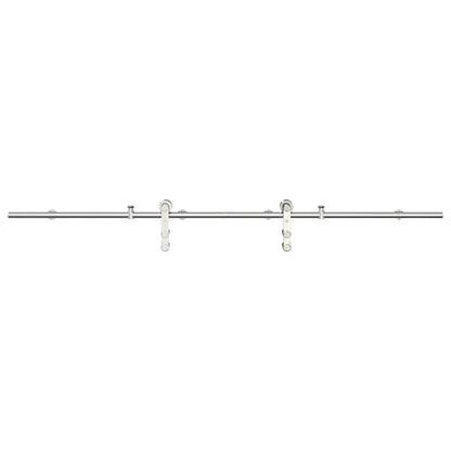 Kit Binari Porta Scorrevole 200 cm Acciaio Inossidabile Argento