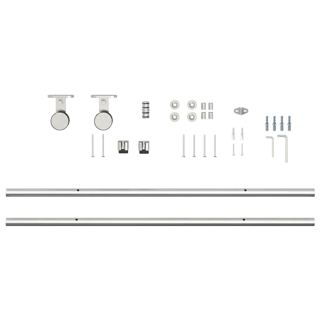 Kit Binari Porta Scorrevole 183 cm Acciaio Inossidabile Argento