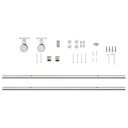 Kit Binari Porta Scorrevole 183 cm Acciaio Inossidabile Argento