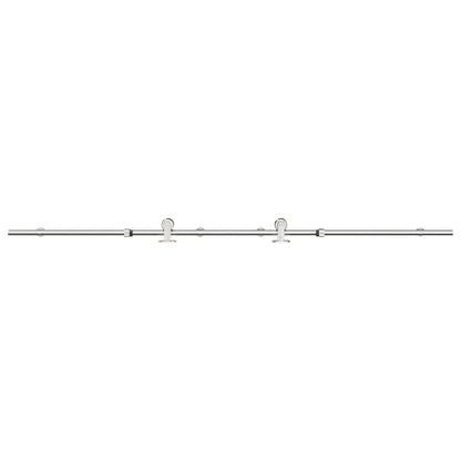 Kit Binari Porta Scorrevole 200 cm Acciaio Inossidabile Argento
