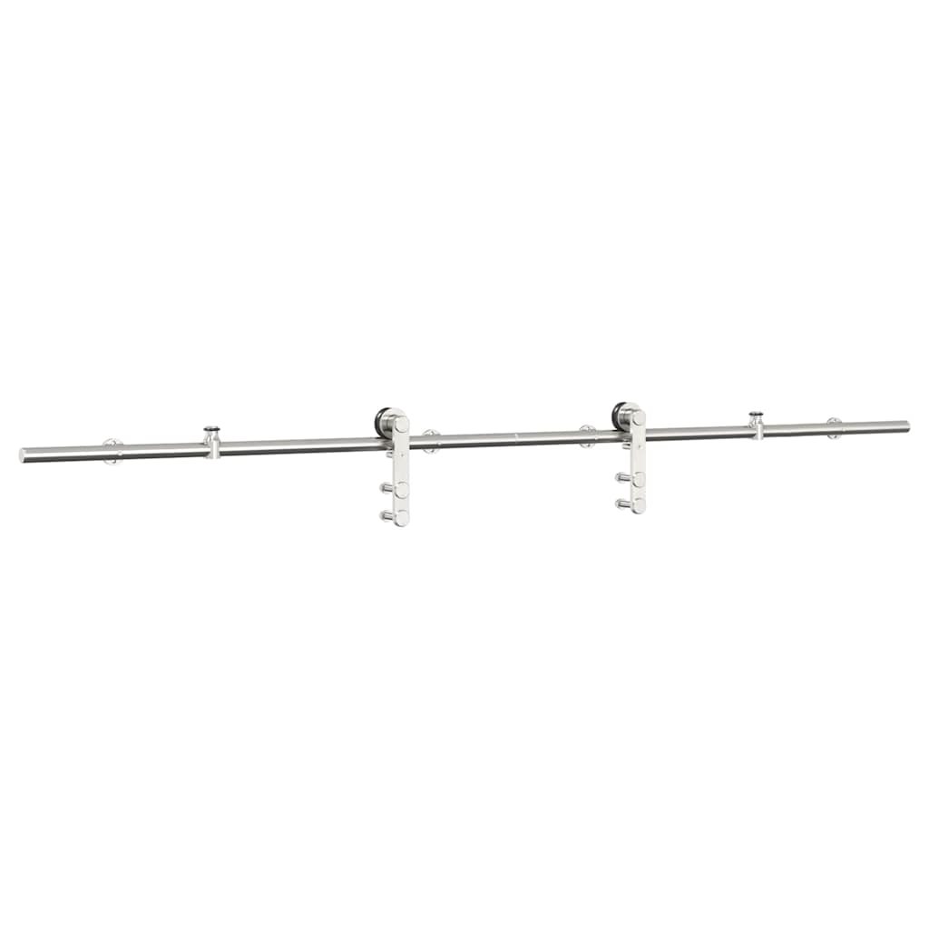 Kit Binari Porta Scorrevole 200 cm Acciaio Inossidabile Argento