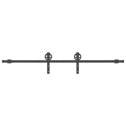 Kit di Binari per Porte Scorrevoli 200 cm Acciaio Nero