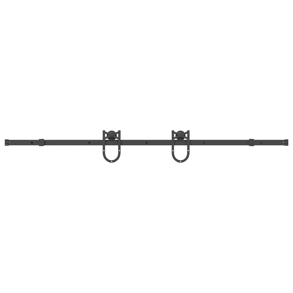Kit di Binari per Porte Scorrevoli 200 cm Acciaio Nero