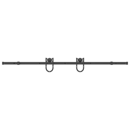 Kit di Binari per Porte Scorrevoli 200 cm Acciaio Nero