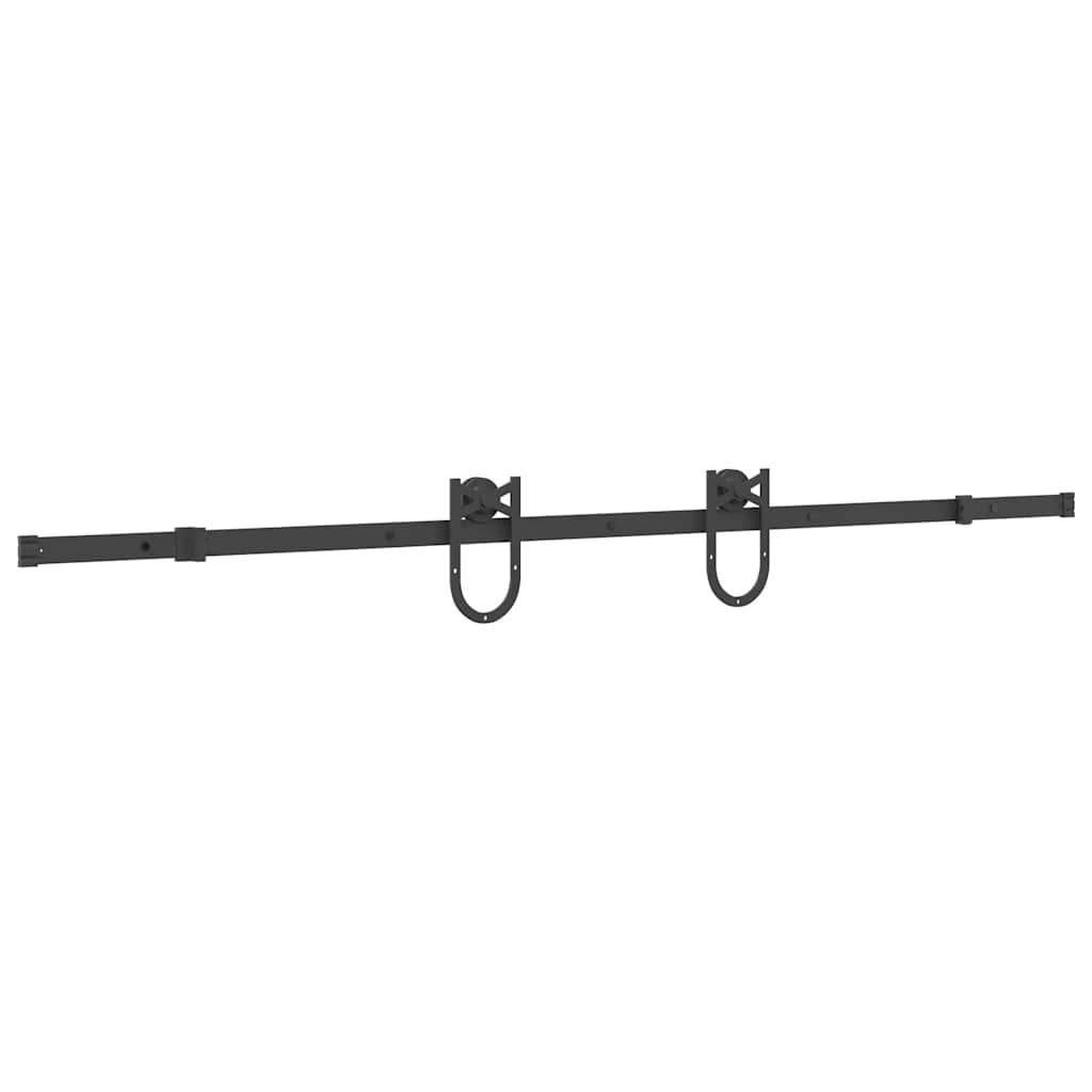 Kit di Binari per Porte Scorrevoli 200 cm Acciaio Nero