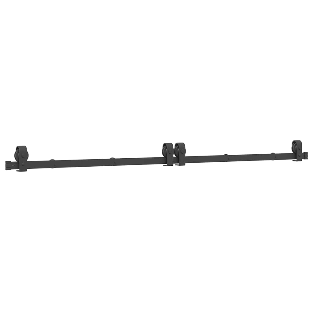 Kit di Binari per Porte Scorrevoli 200 cm Acciaio Nero