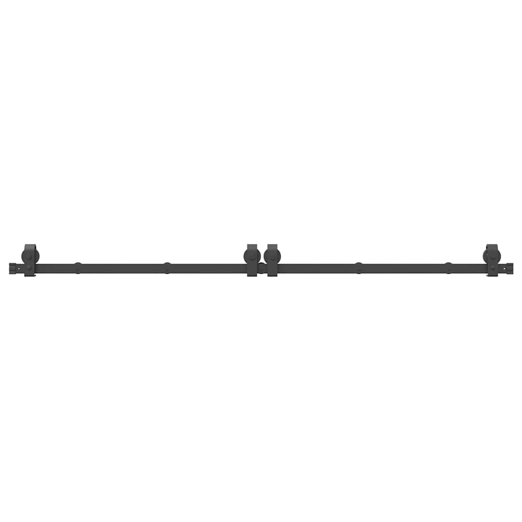 Kit di Binari per Porte Scorrevoli 200 cm Acciaio Nero