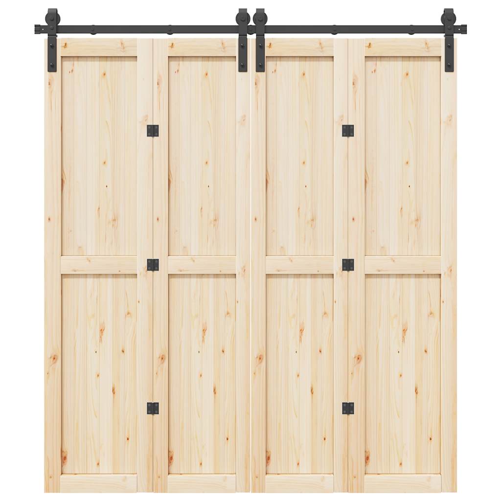 Kit di Binari per Porte Scorrevoli 200 cm Acciaio Nero