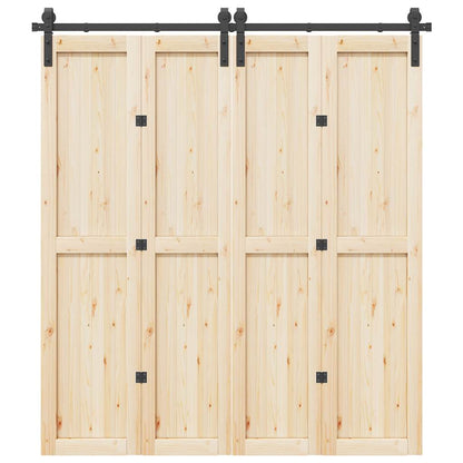 Kit di Binari per Porte Scorrevoli 200 cm Acciaio Nero
