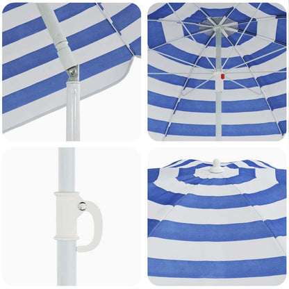 Ombrellone da Spiaggia Blu e Bianco 206 x 206 x 212 cm