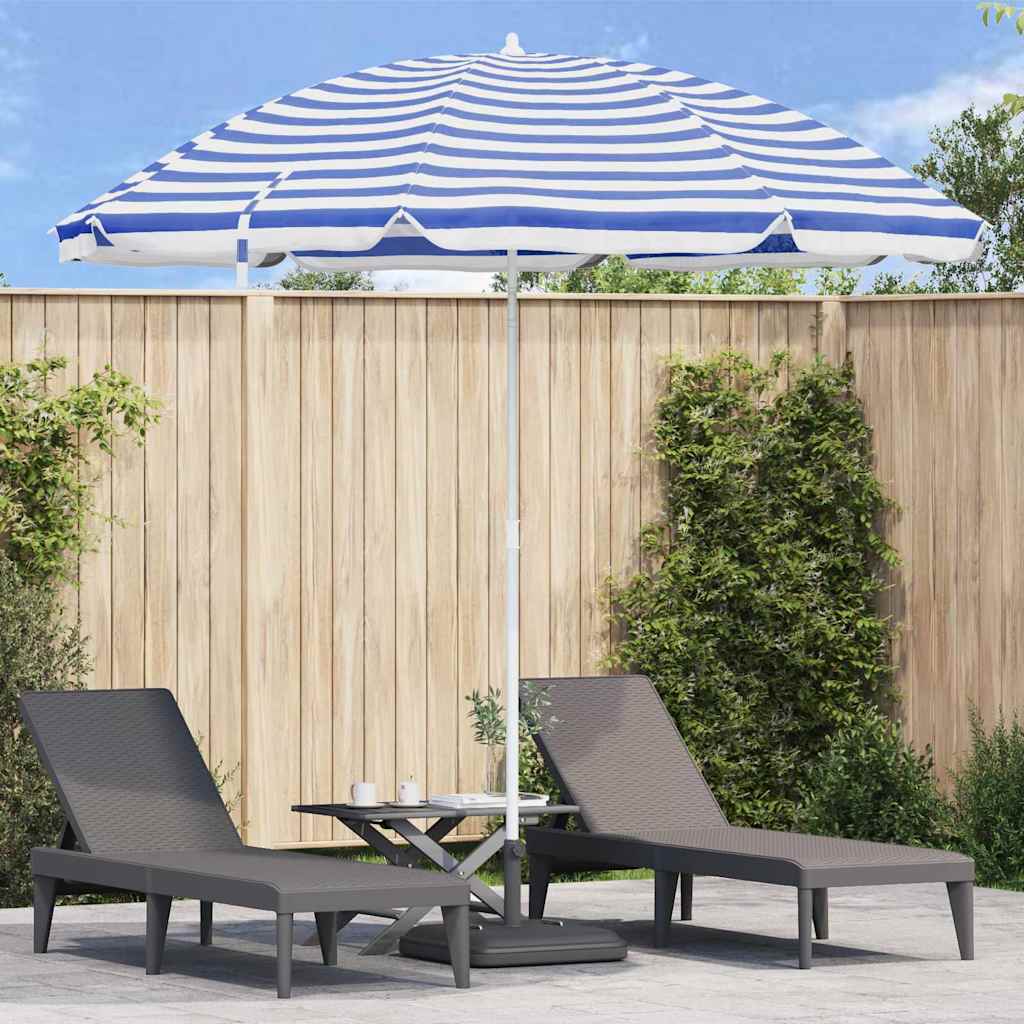 Ombrellone da Spiaggia Blu e Bianco 263 x 263 x 272 cm