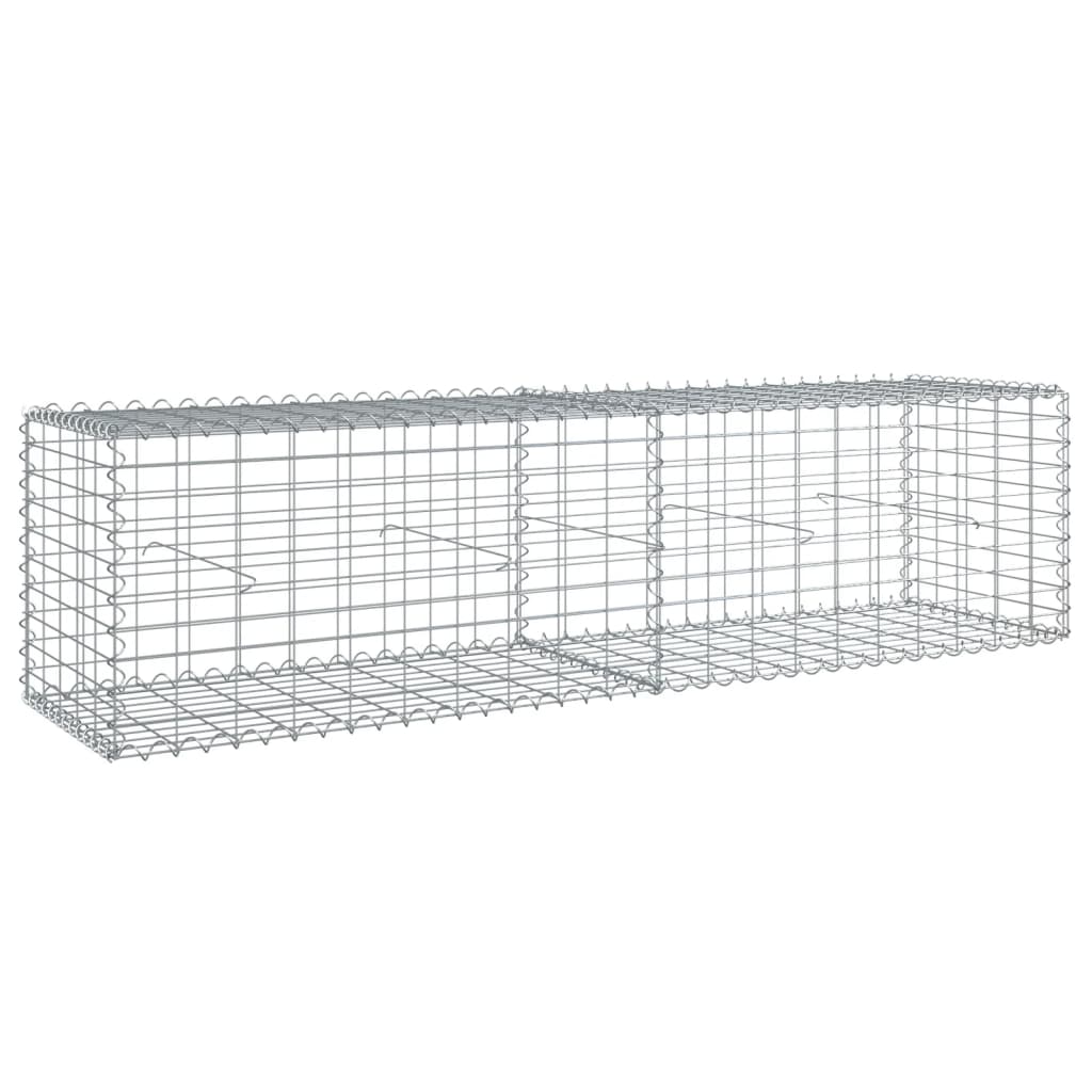 Cesto Gabbione con Copertura 200x50x50 cm Ferro Zincato