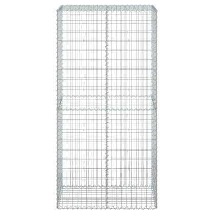 Cesto Gabbione con Copertura 100x50x200 cm in Ferro Zincato