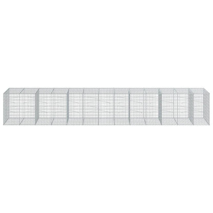 Cesto Gabbione con Copertura 650x100x100 cm in Ferro Zincato