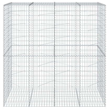Cesto Gabbione con Copertura 200x100x200 cm in Ferro Zincato