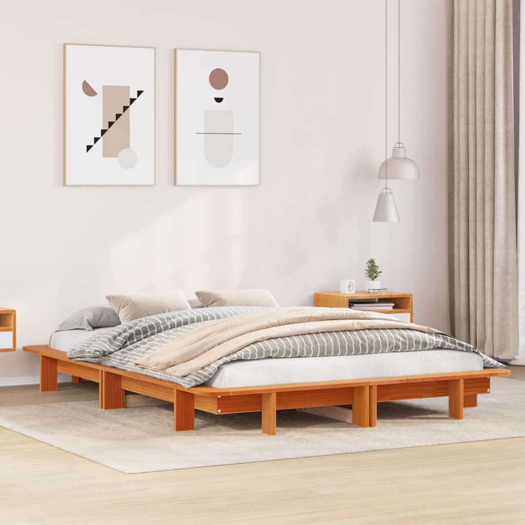 Giroletto senza Materasso Marrone Cera 140x200cm Massello Pino