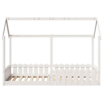 Giroletto Casetta Bambini Bianco 80x200 cm Legno Massello Pino