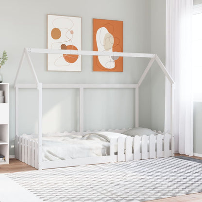 Giroletto Casetta Bambini Bianco 90x190 cm Legno Massello Pino