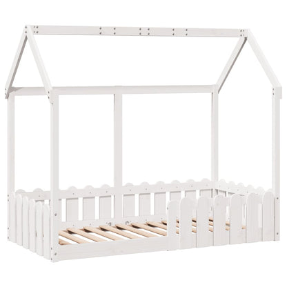 Giroletto Casetta Bambini Bianco 80x160 cm Legno Massello Pino