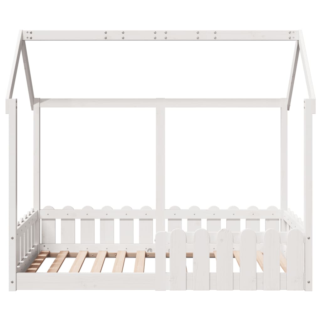 Giroletto Casetta Bambini Bianco 80x160 cm Legno Massello Pino