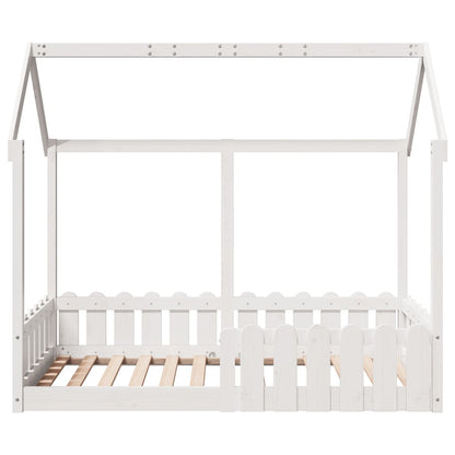 Giroletto Casetta Bambini Bianco 80x160 cm Legno Massello Pino