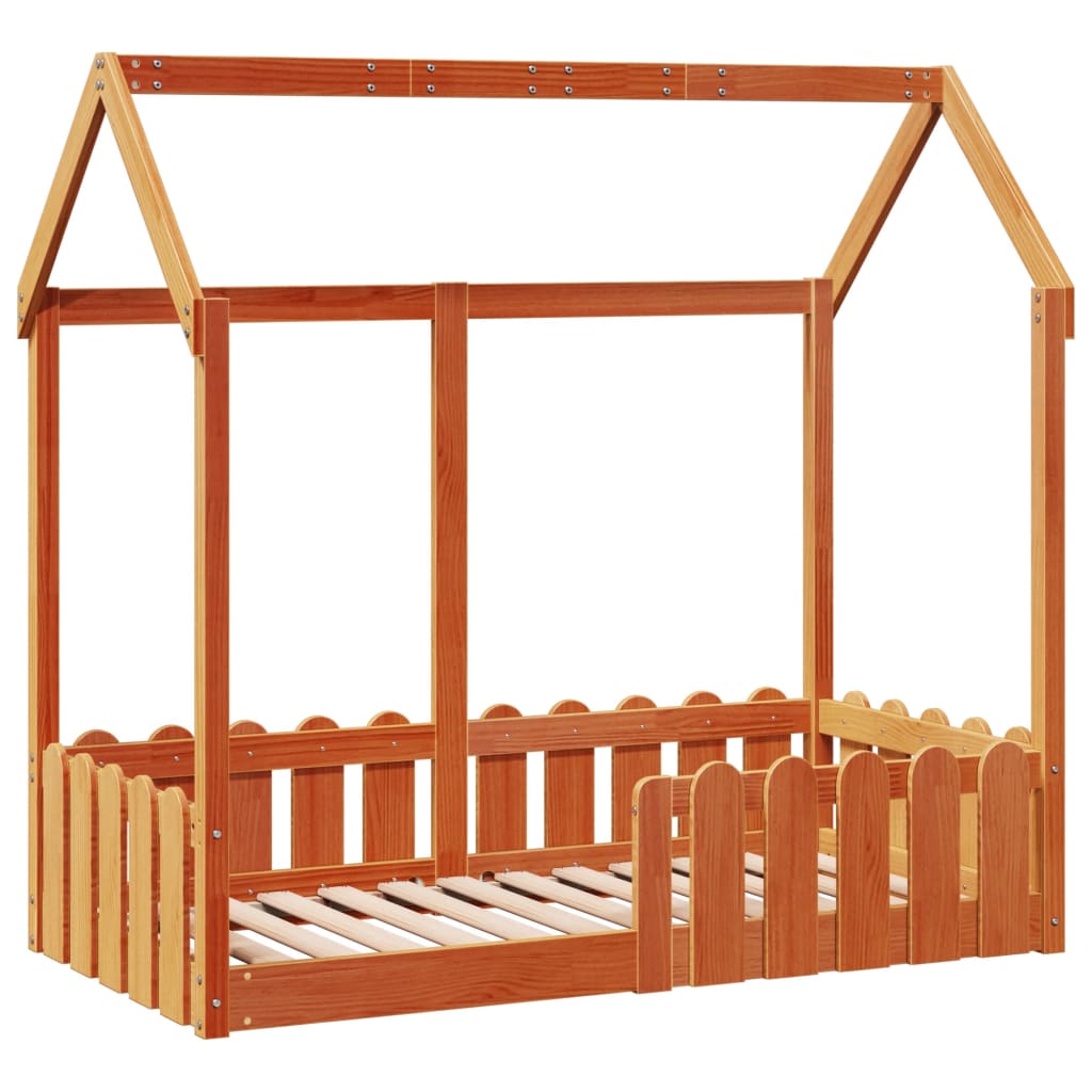 Giroletto Casetta Bambini Marrone Cera 70x140 cm Massello Pino