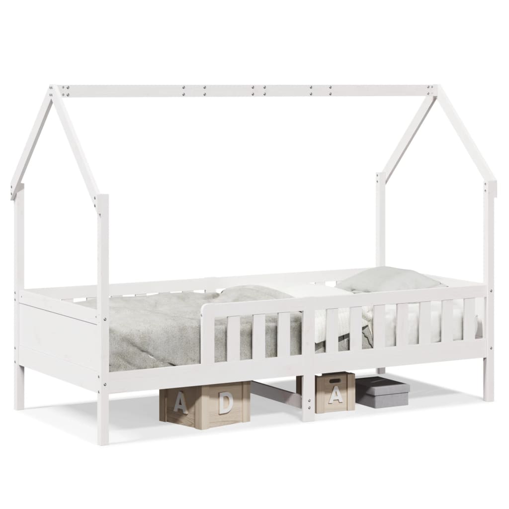 Giroletto Casetta Bambini Bianco 90x190 cm Legno Massello Pino