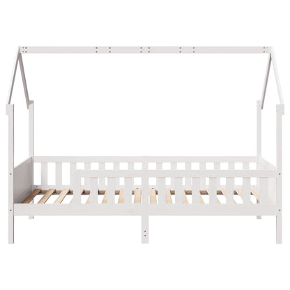 Giroletto Casetta Bambini Bianco 90x190 cm Legno Massello Pino