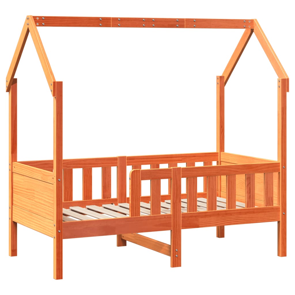 Giroletto Casetta Bambini Marrone Cera 70x140 cm Massello Pino