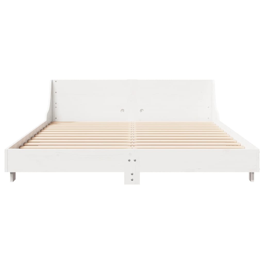 Letto senza Materasso Bianco 160x200 cm Legno Massello di Pino