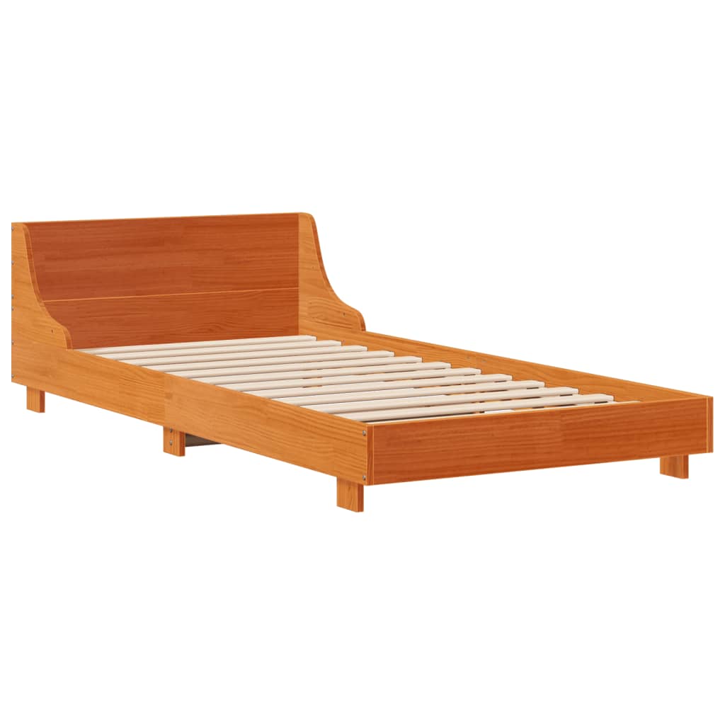 Letto senza Materasso Marrone Cera 90x200 cm Legno di Pino