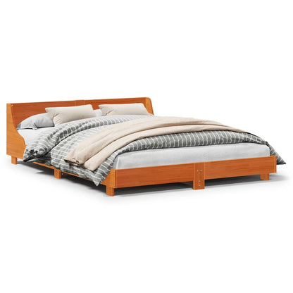 Letto senza Materasso Marrone Cera 140x190 cm in Legno di Pino
