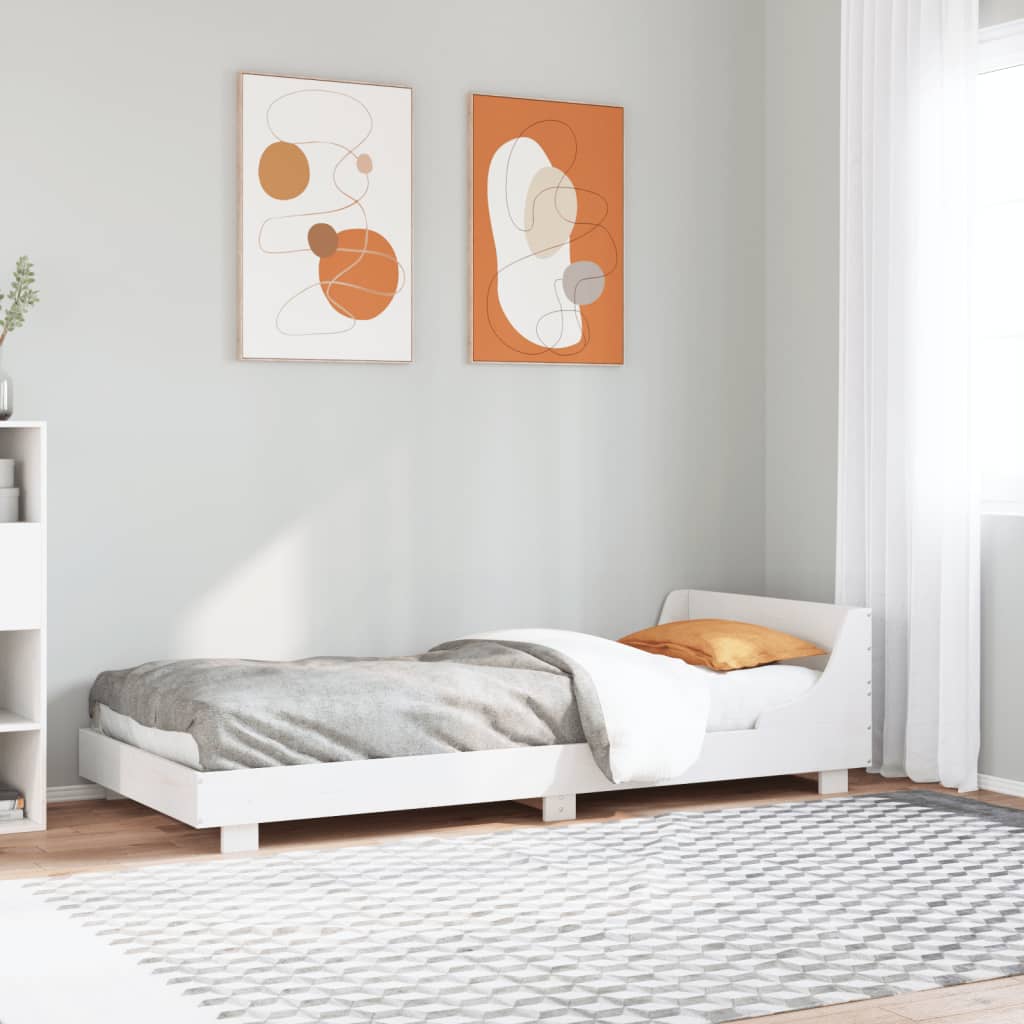 Letto senza Materasso Bianco 90x190 cm in Legno Massello Pino