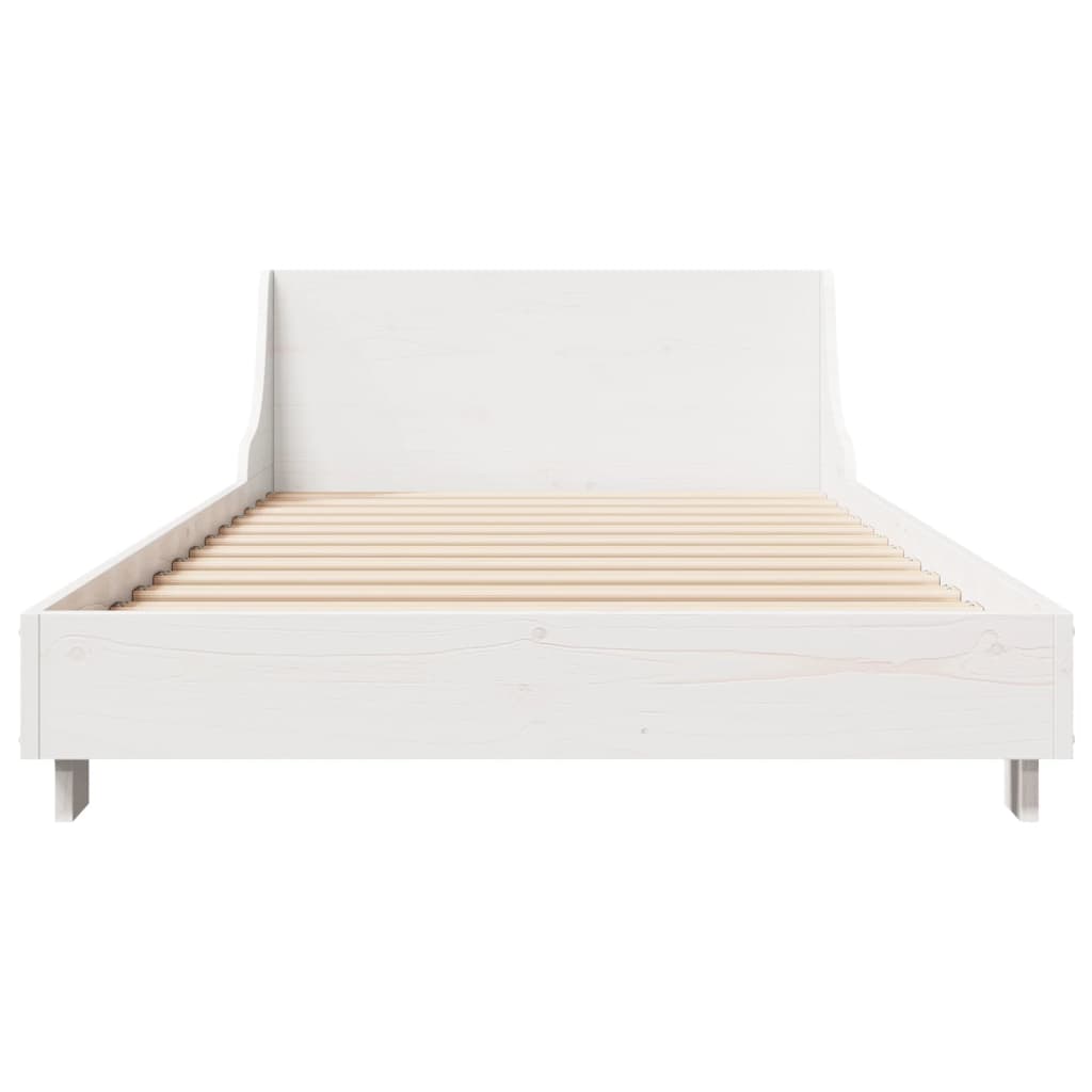 Letto senza Materasso Bianco 75x190 in Legno Massello di Pino