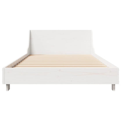 Letto senza Materasso Bianco 75x190 in Legno Massello di Pino