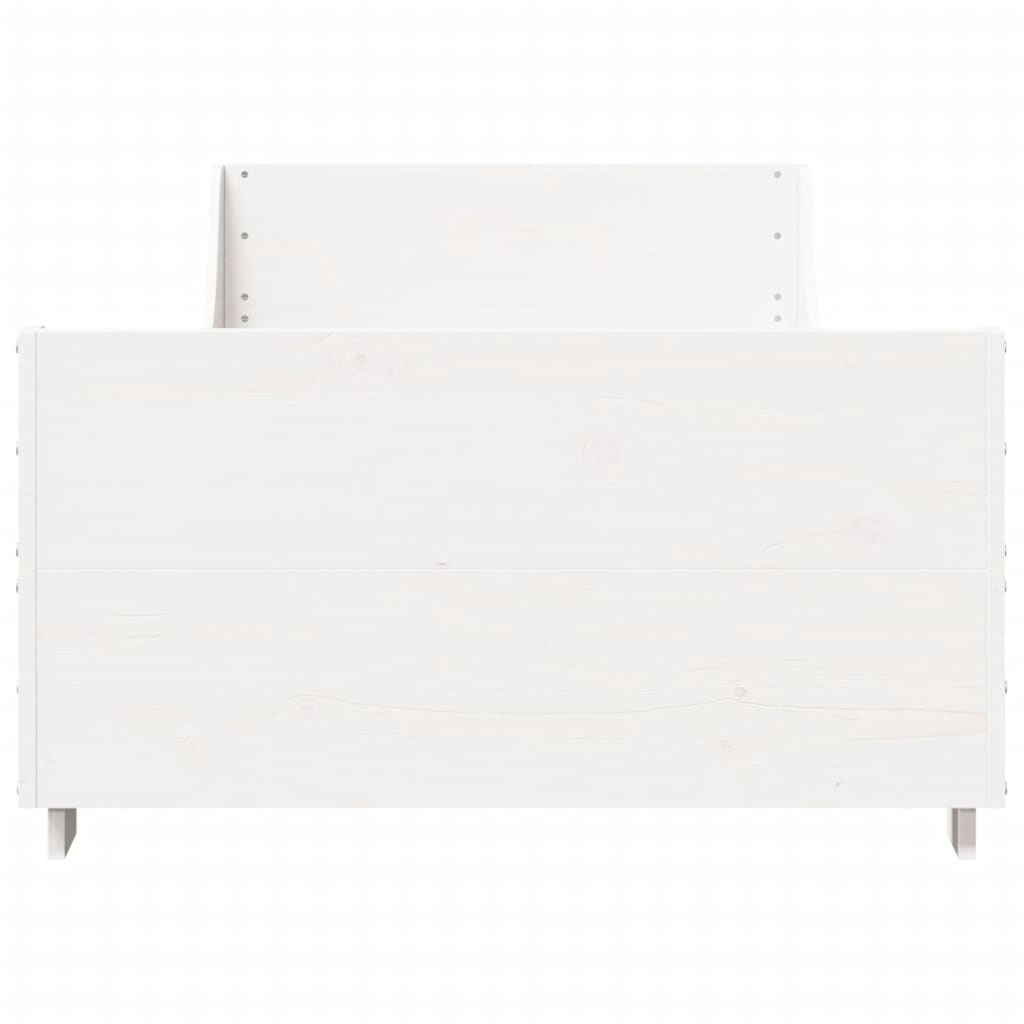 Letto senza Materasso Bianco 75x190 in Legno Massello di Pino