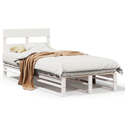 Letto senza Materasso Bianco 75x190 in Legno Massello di Pino