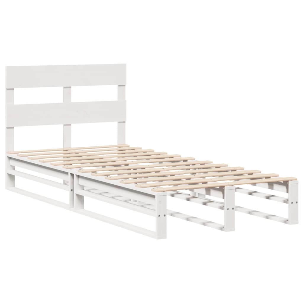 Letto senza Materasso Bianco 75x190 in Legno Massello di Pino