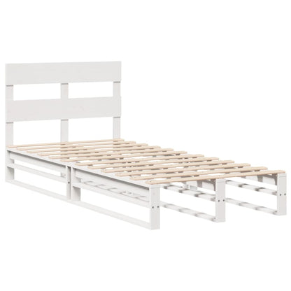 Letto senza Materasso Bianco 75x190 in Legno Massello di Pino