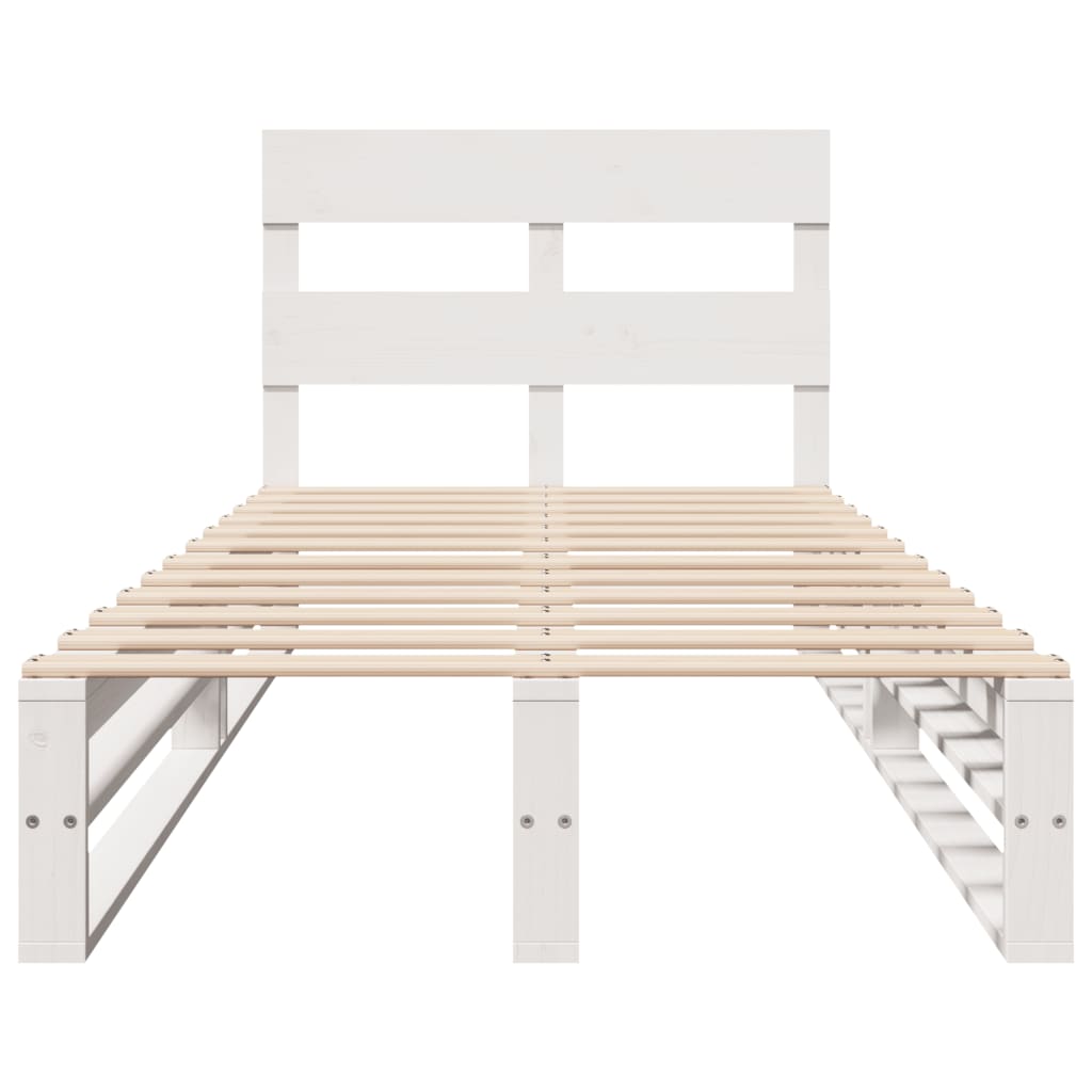 Letto senza Materasso Bianco 75x190 in Legno Massello di Pino