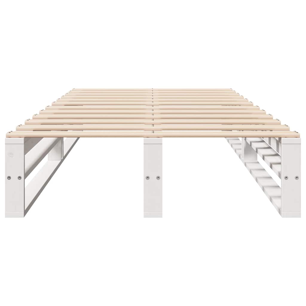 Letto senza Materasso Bianco 75x190 in Legno Massello di Pino