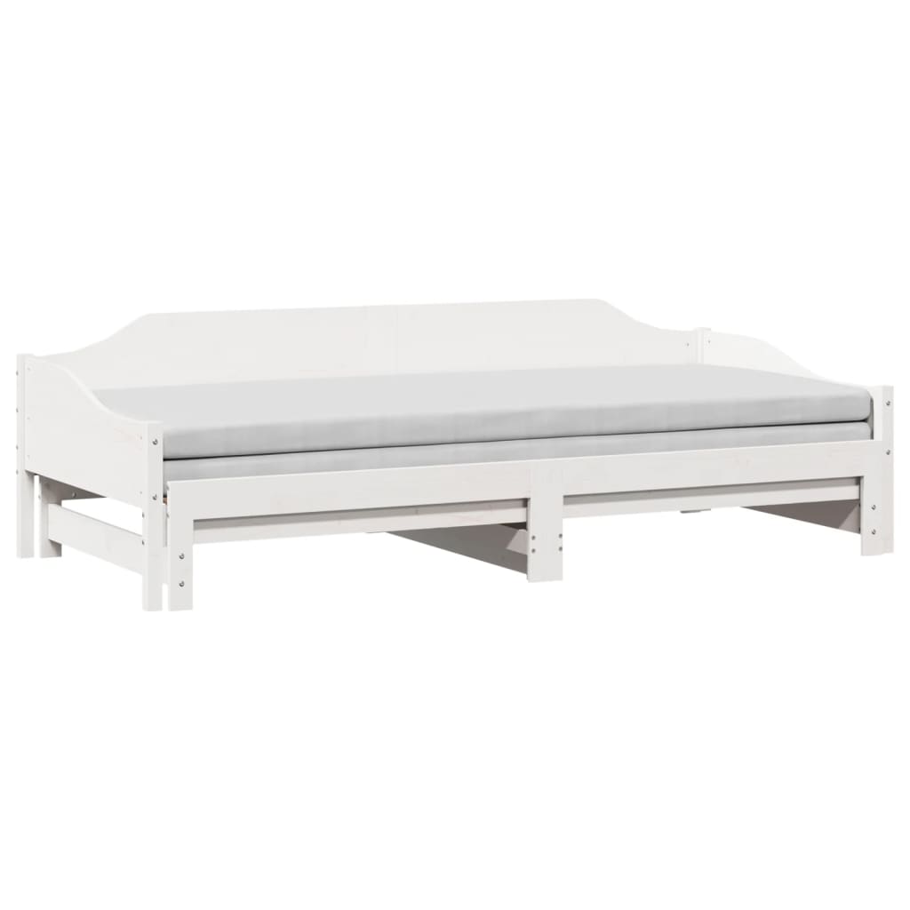 Divano Letto con Letto Estraibile Bianco 80x200cm Massello Pino
