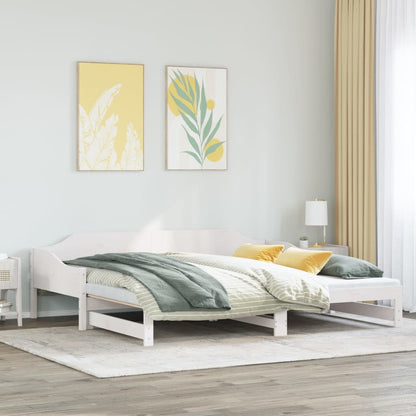 Divano Letto con Letto Estraibile Bianco 80x200cm Massello Pino
