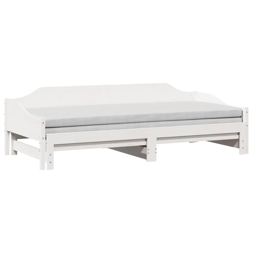 Divano Letto con Letto Estraibile Bianco 90x200cm Massello Pino