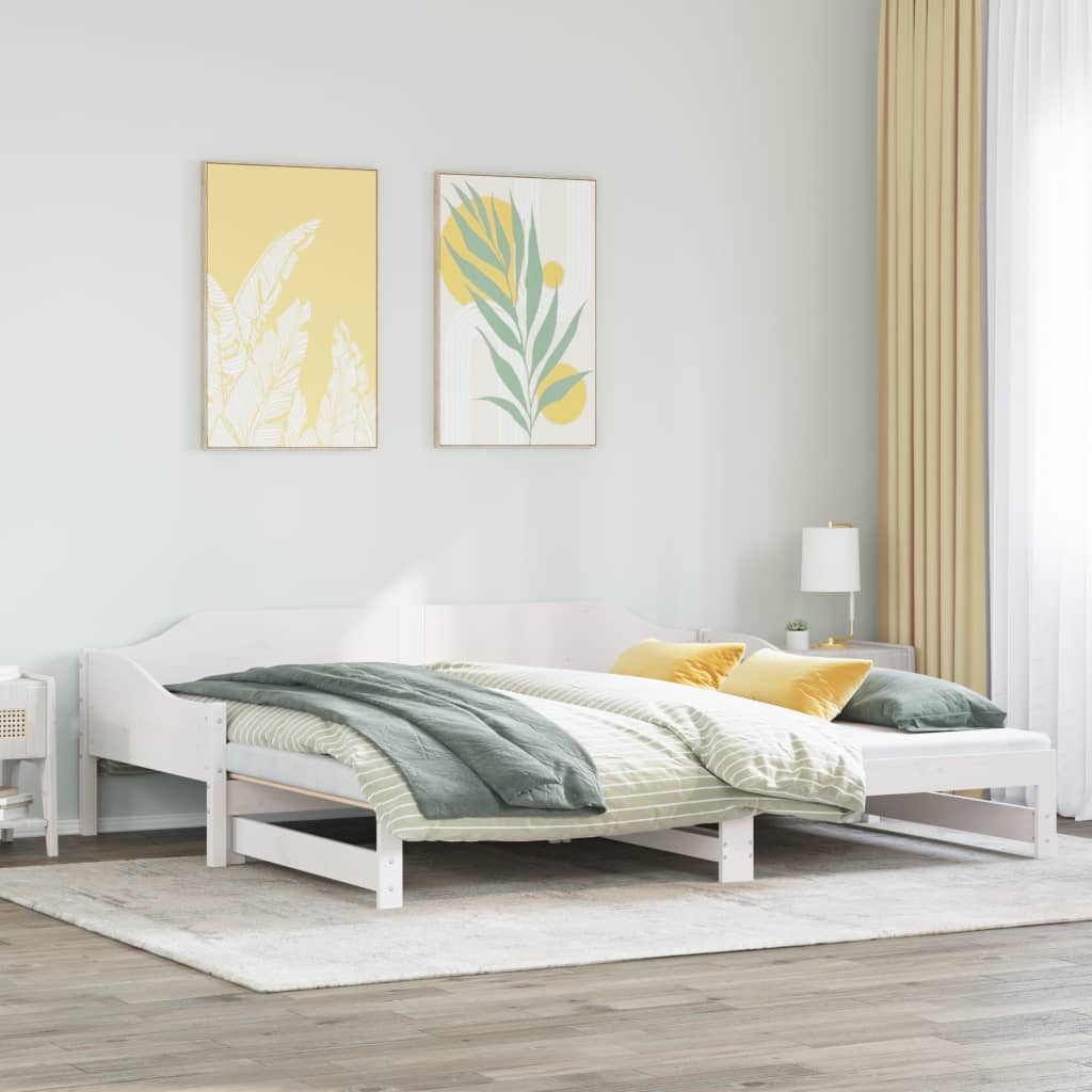 Divano Letto con Letto Estraibile Bianco 90x200cm Massello Pino