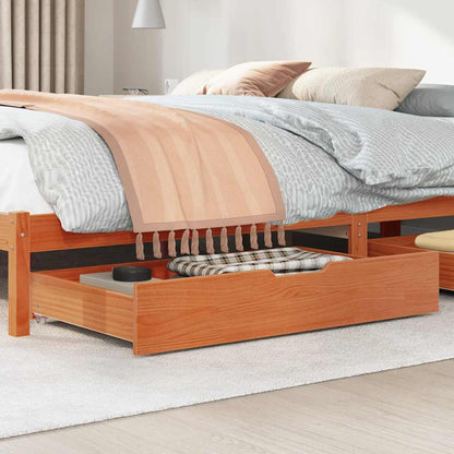 Cassettoni per Letto 2pz Marrone Cera 90x55x16 cm Legno di Pino